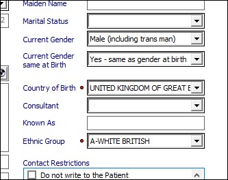 Screenshot image of on-line demographic data collection form used by Sexual Health services in West Sussex