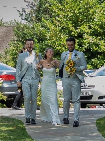 Mel walking with her sons