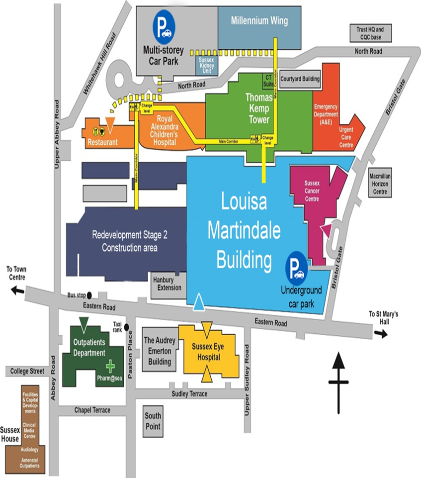 Map of the Royal Sussex County Hospital sites