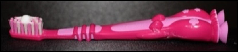 toothbrush with a pea-sizes amount of toothpaste
