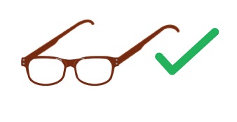 A pair of glasses with a green tick next to them.