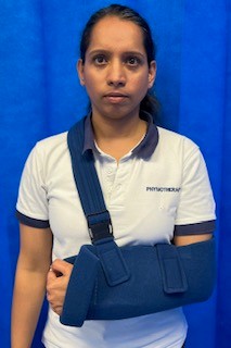 Picture showing a person wearing a shoulder poly sling