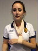 A collar and cuff sling. 