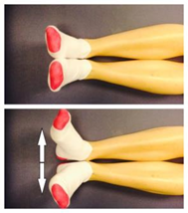 With your heels together, move your toes apart to turn your foot outwards