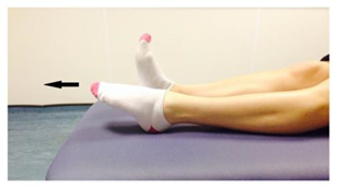 Point the toes of your injured foot down as far as they go. Place your other foot on top and press down with it to apply some pressure