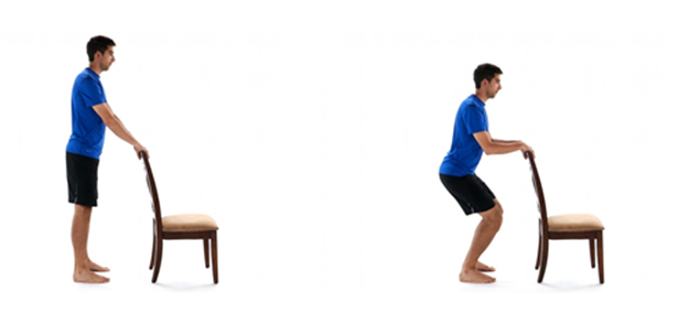 Image shows how to do mini squats.