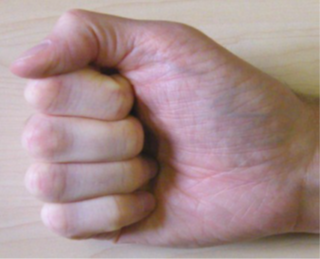 Finger bends, Then try to make a fist as shown.