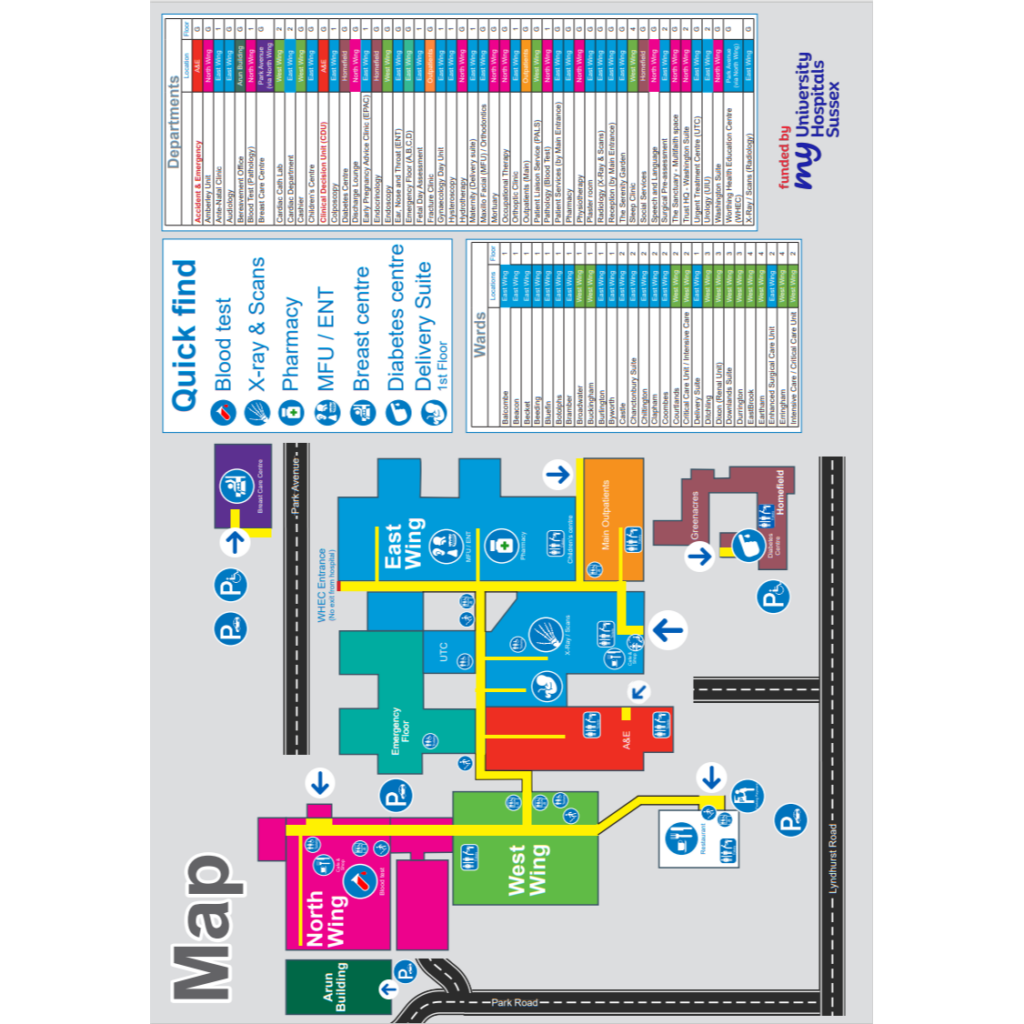 A map of Worthing Hospital