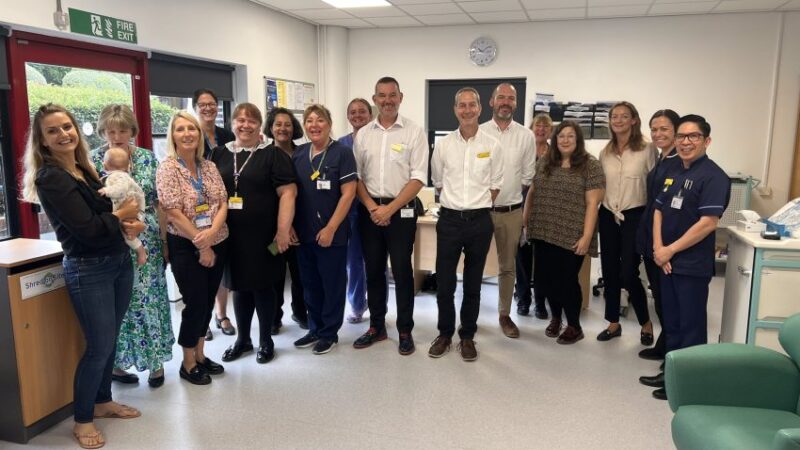 The team gathered in the antenatal clinic at Princess Royal Hospital