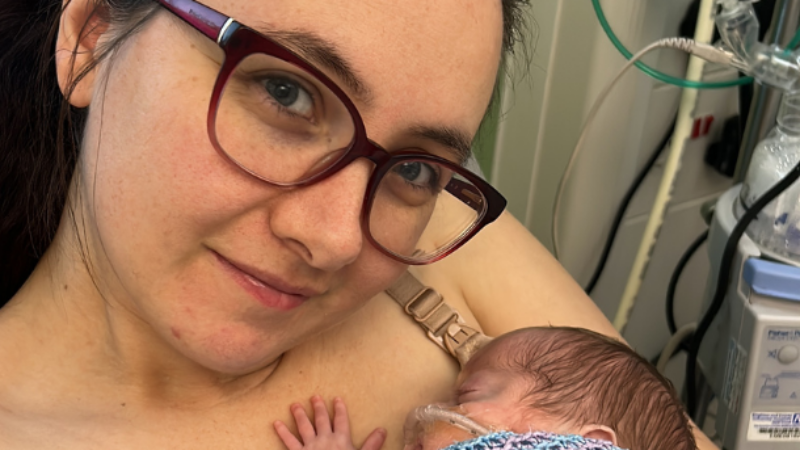 Chloe with her baby boy Oliver