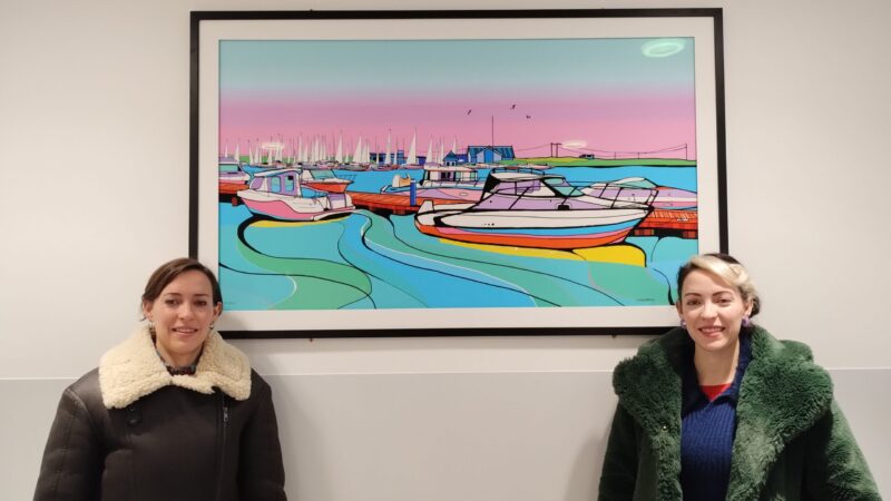 Gemma and Stella with their artwork