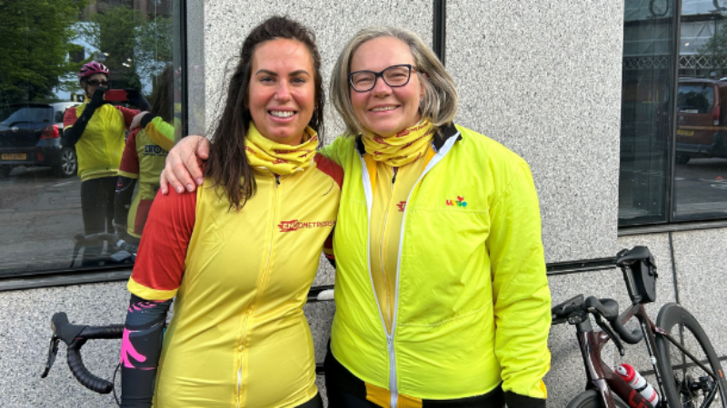 Sam and Bronwyn during their charity bike ride