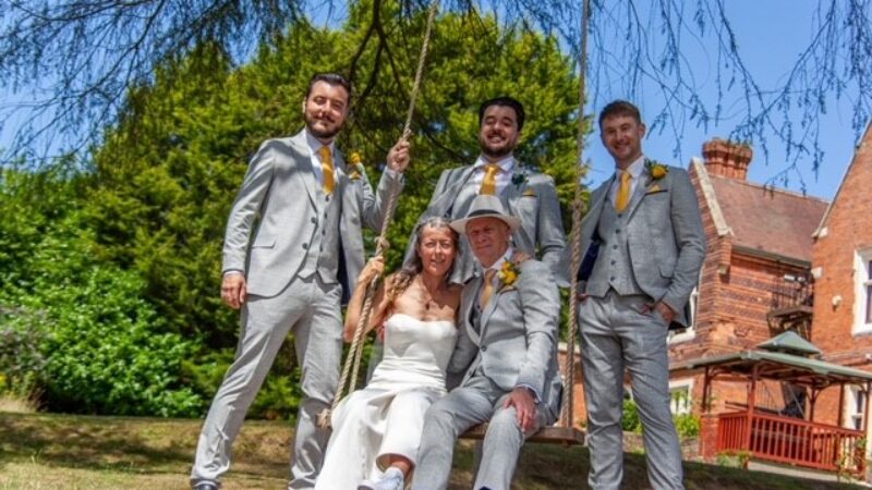 Mel with Andy and her sons on her wedding day