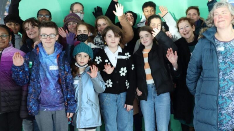 Hospital staff with children celebrating